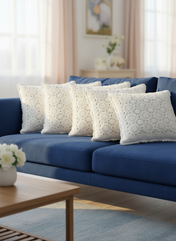 Half White Textured Crochet Cushion Cover – 16×16