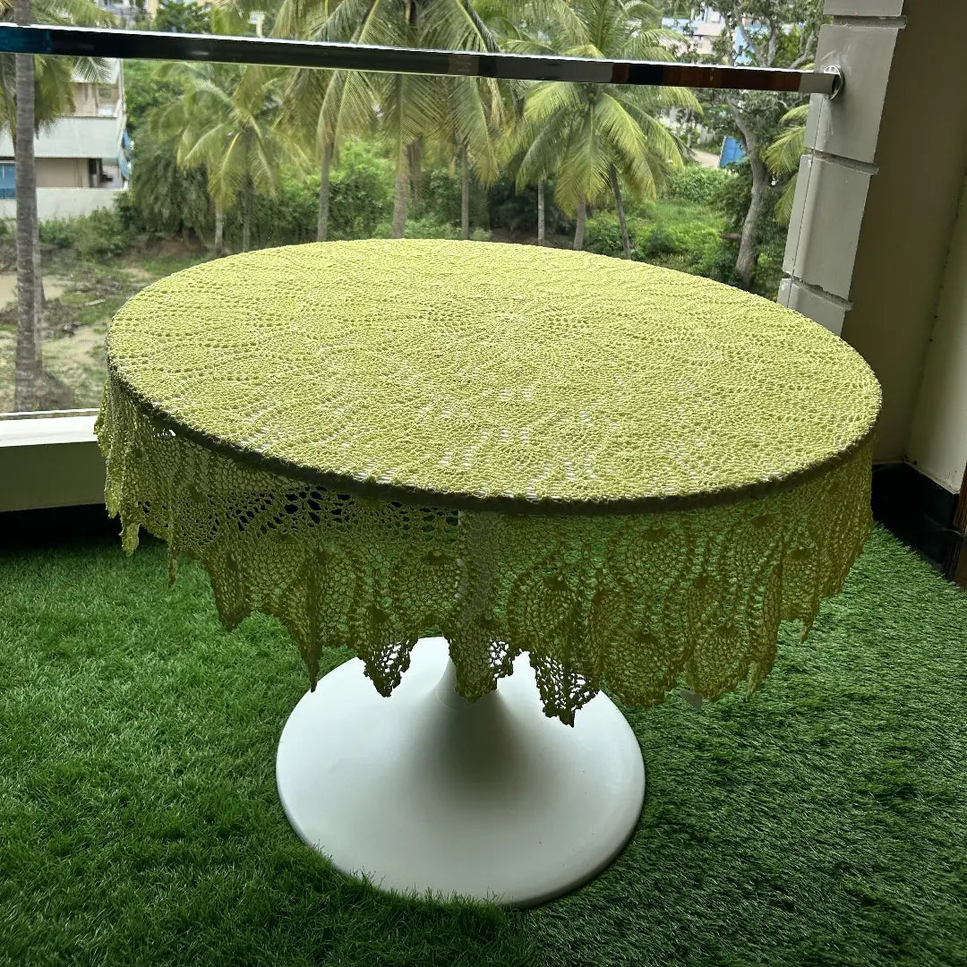 Lemon Yellow Round Lace Table Cloth (Summer Decor)