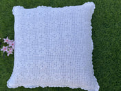 36 Diamond Crochet Cushion Cover – White – 16×16