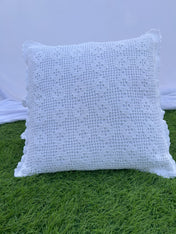 36 Diamond Crochet Cushion Cover – White – 16×16