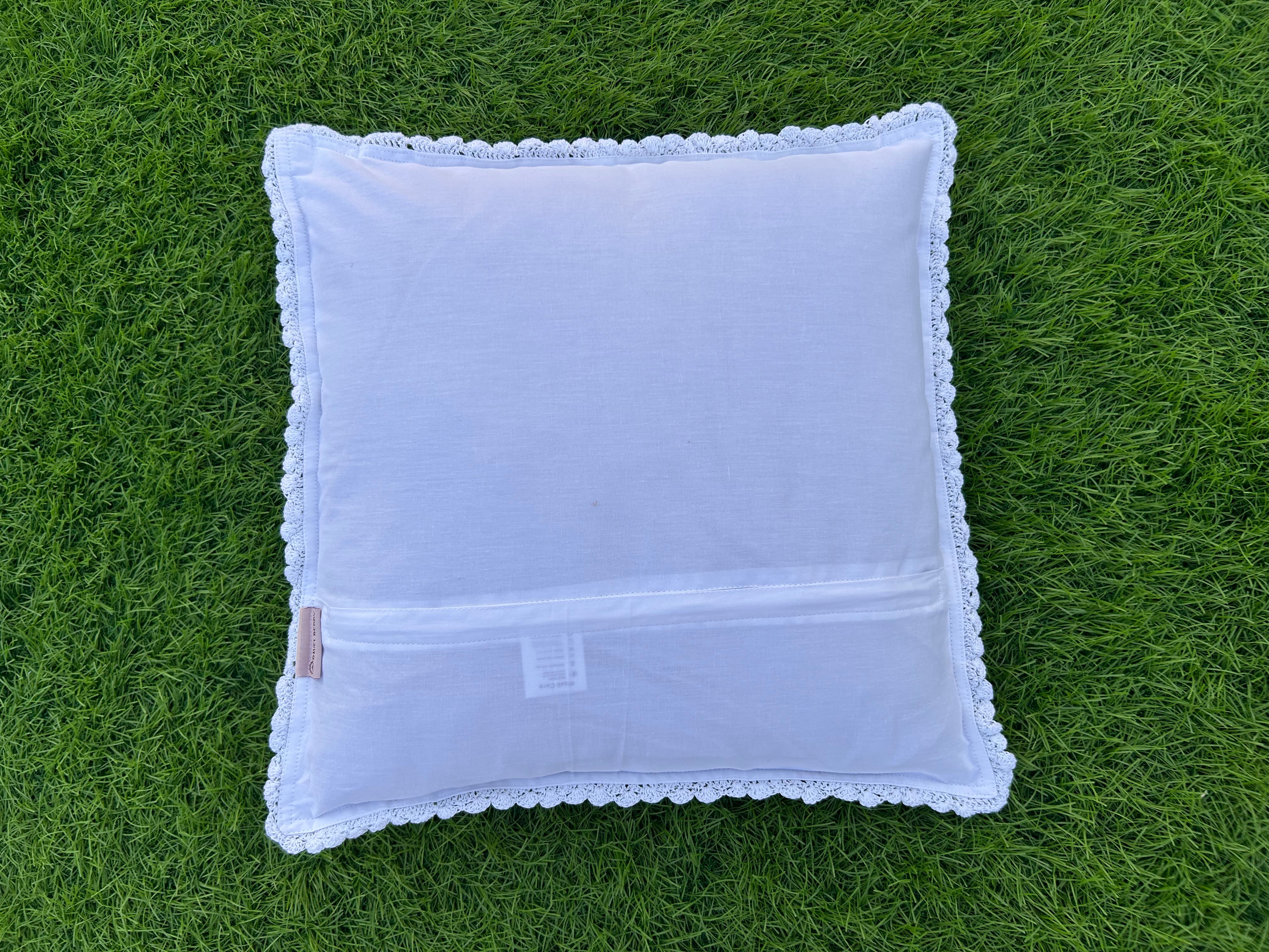 36 Diamond Crochet Cushion Cover – White – 16×16