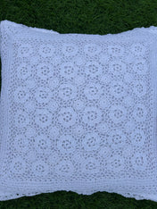 36 Roses Crochet Cushion Cover – White – 16x16