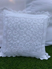 36 Roses Crochet Cushion Cover – White – 16x16