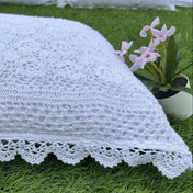 Vintage Rose Garden Crochet Cushion Cover (Floral)