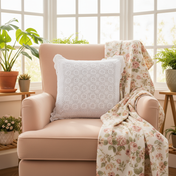 36 Roses Crochet Cushion Cover – White – 16x16