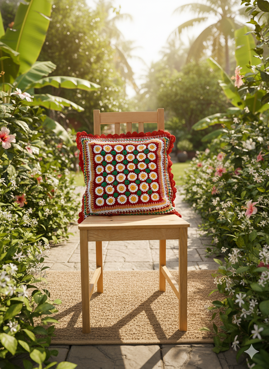 Cushion Cover - Dominant Red (Multicolored) - 18x18 Inch