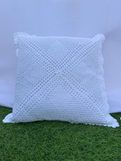 4 Diamond Crochet Cushion Cover – White – 16×16