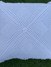 4 Diamond Crochet Cushion Cover – White – 16×16