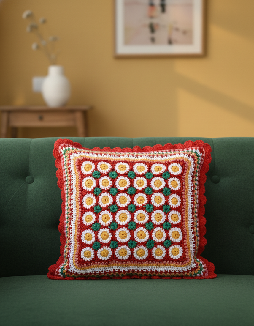 Cushion Cover - Dominant Red (Multicolored) - 18x18 Inch