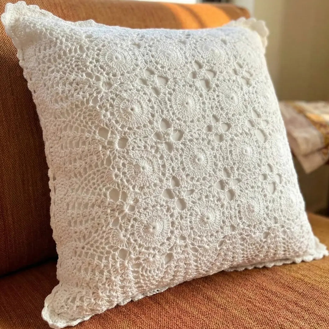 Floral Medallion Crochet Cushion (Boho Chic)