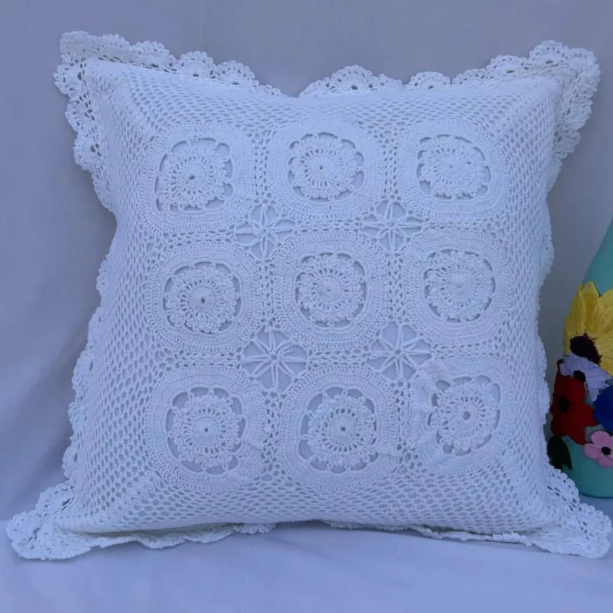 Symmetric Geometric Crochet Pillow (9-Block Design)