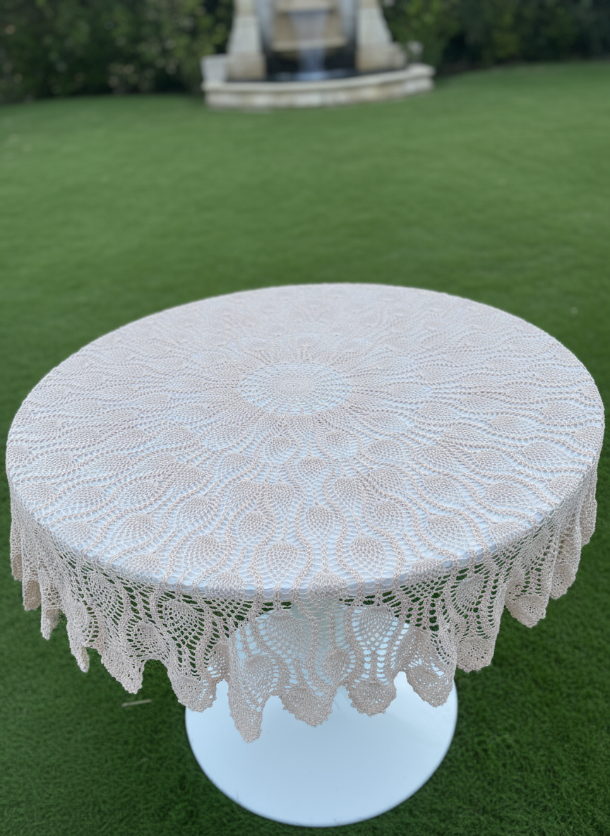 Round Crochet Tabletops - Light Pink