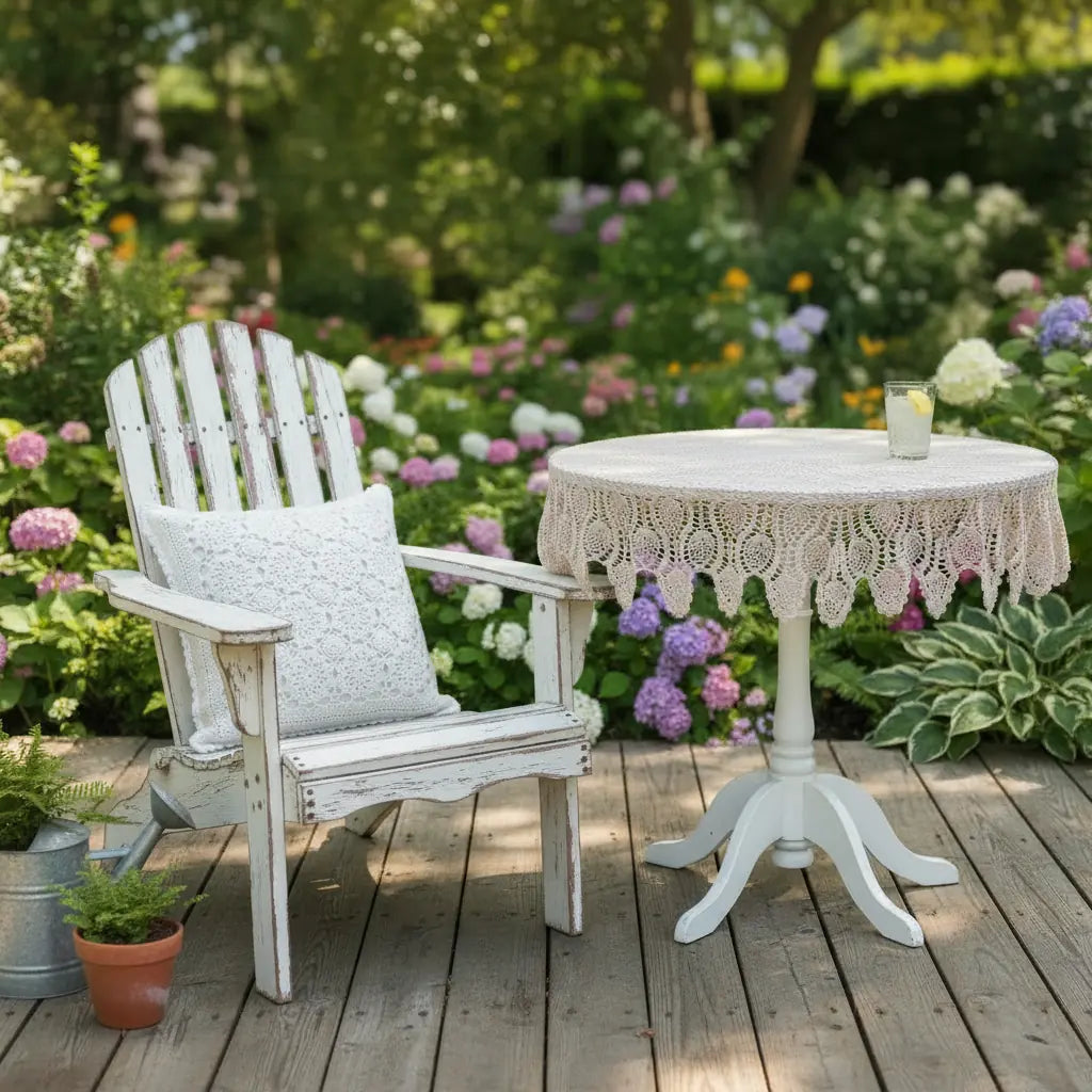 Round Crochet Tabletops - Light Pink