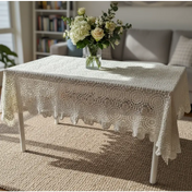 Ivory Lace Crochet Tablecloth (Vintage Wedding Style)