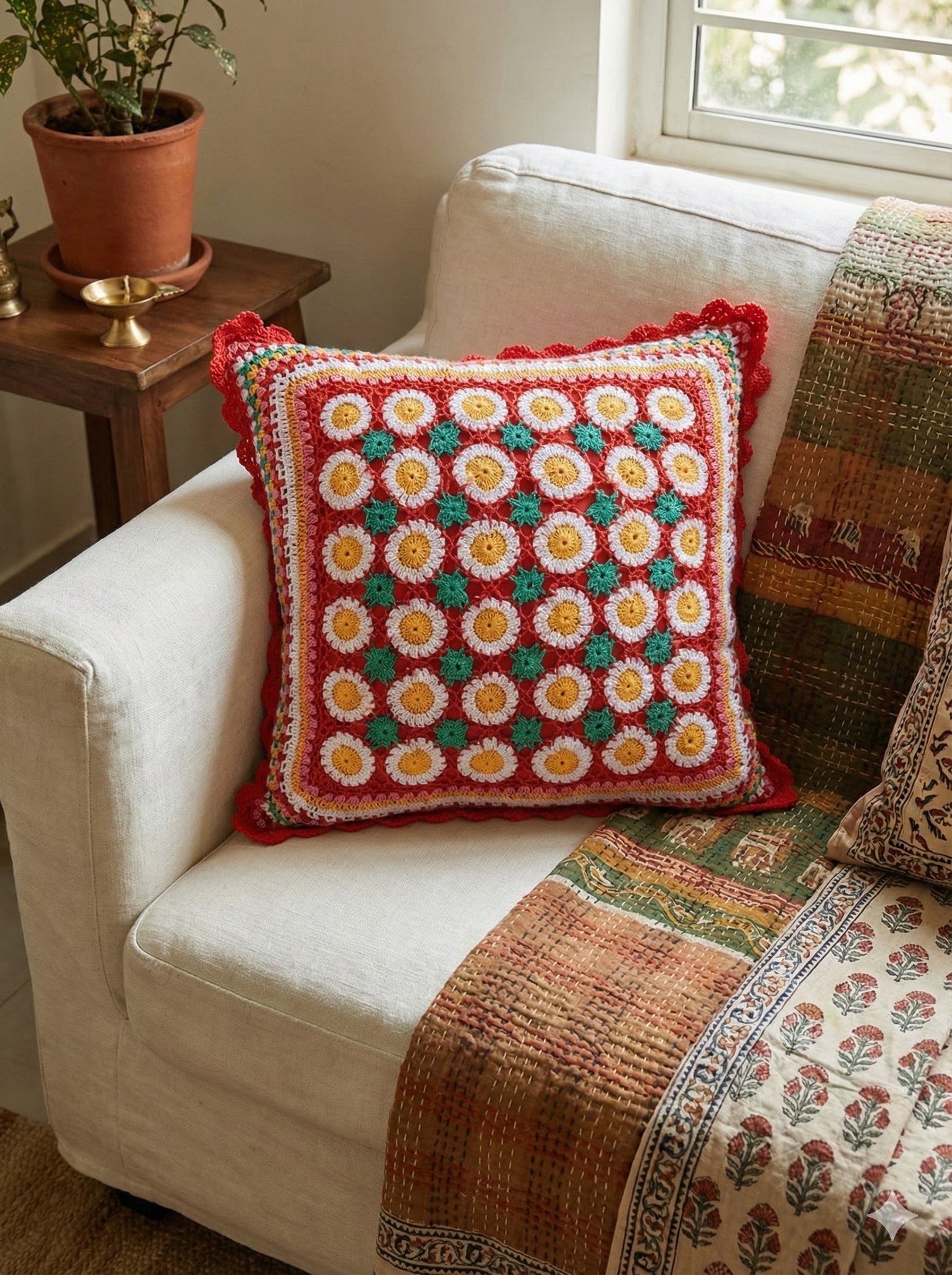 Cushion Cover - Dominant Red (Multicolored) - 18x18 Inch