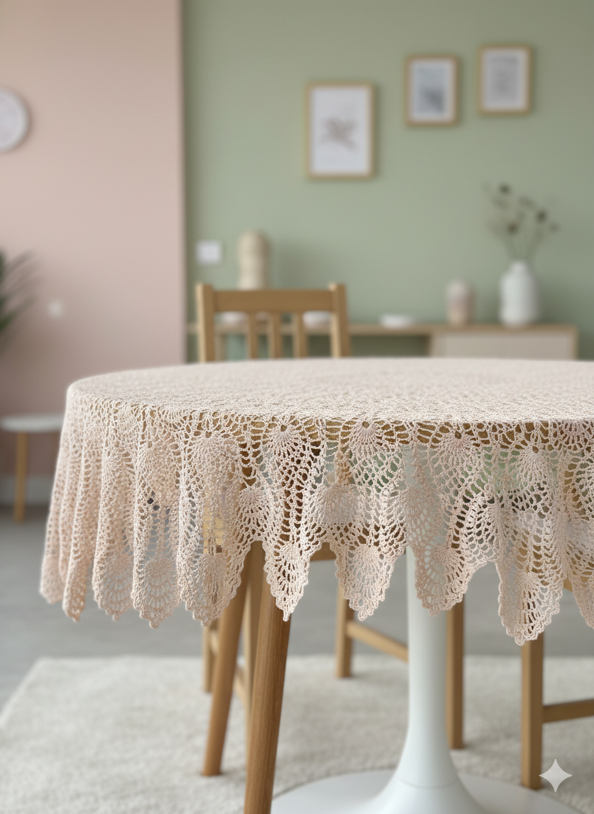 Round Crochet Tabletops - Light Pink