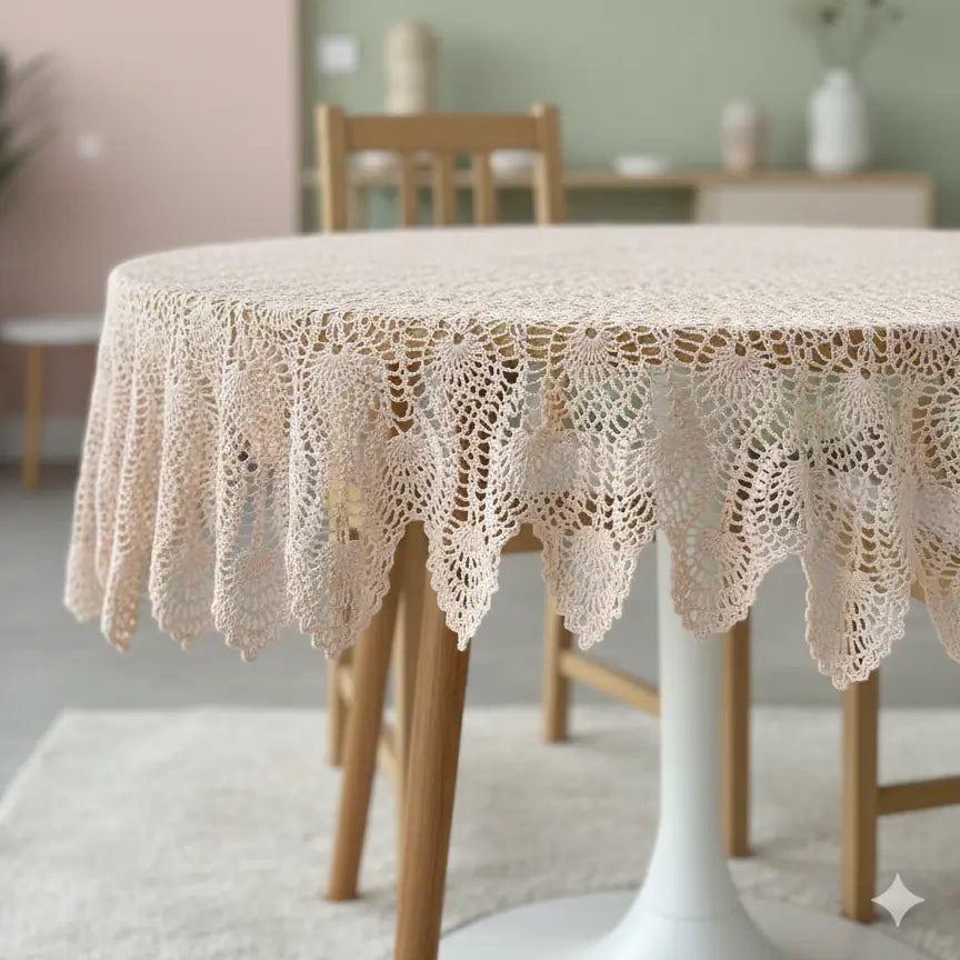 Round Crochet Tabletops - Light Pink