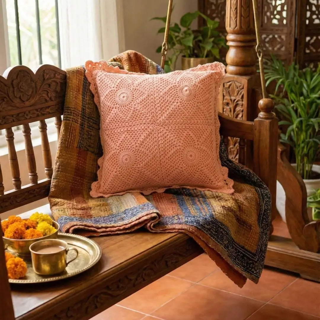Diamond Lattice Textured Cushion Cover (Boho)