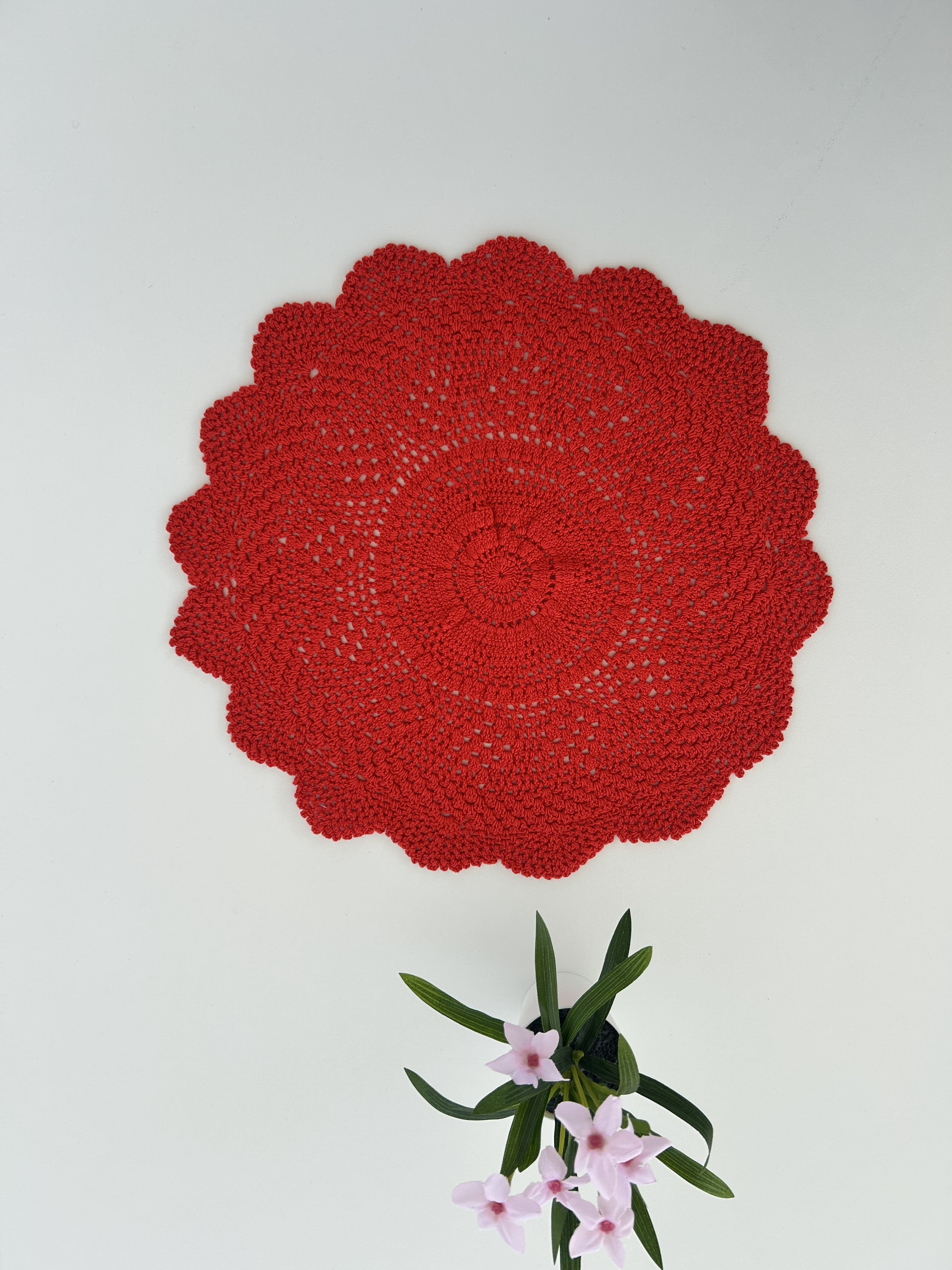 Crochet Doily - Star - Red