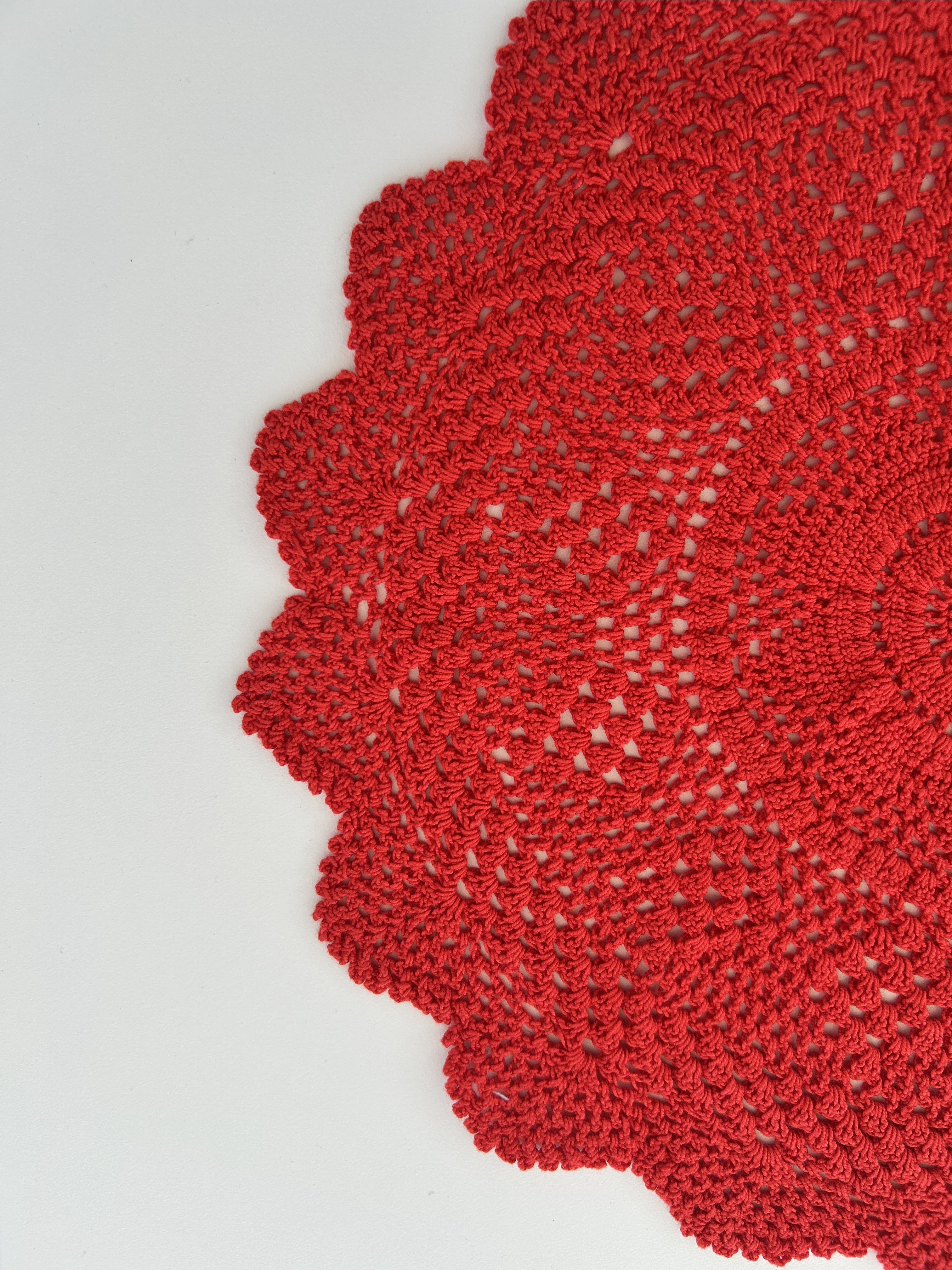 Crochet Doily - Star - Red