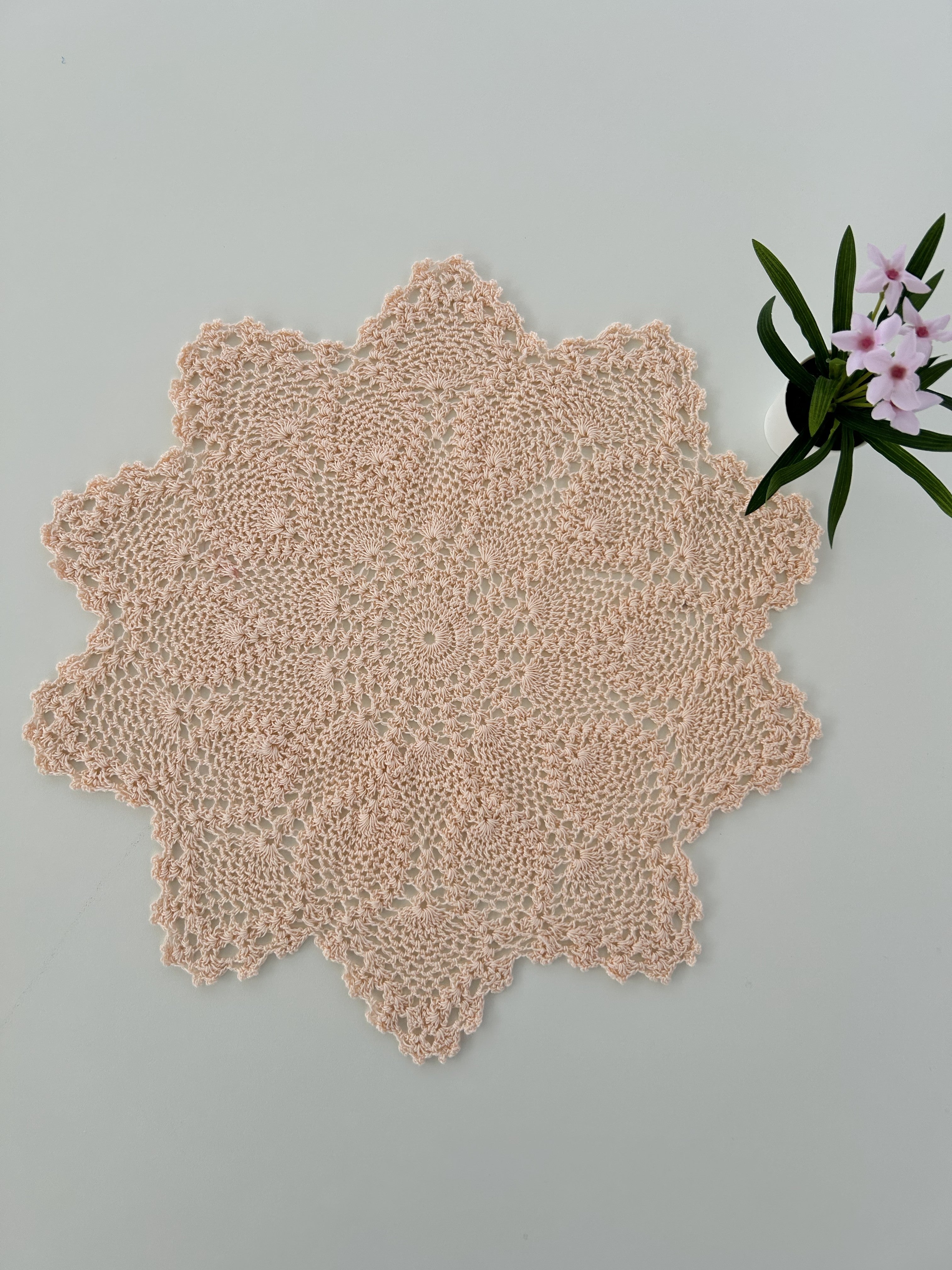 Crochet Doily - Star - Light Pink