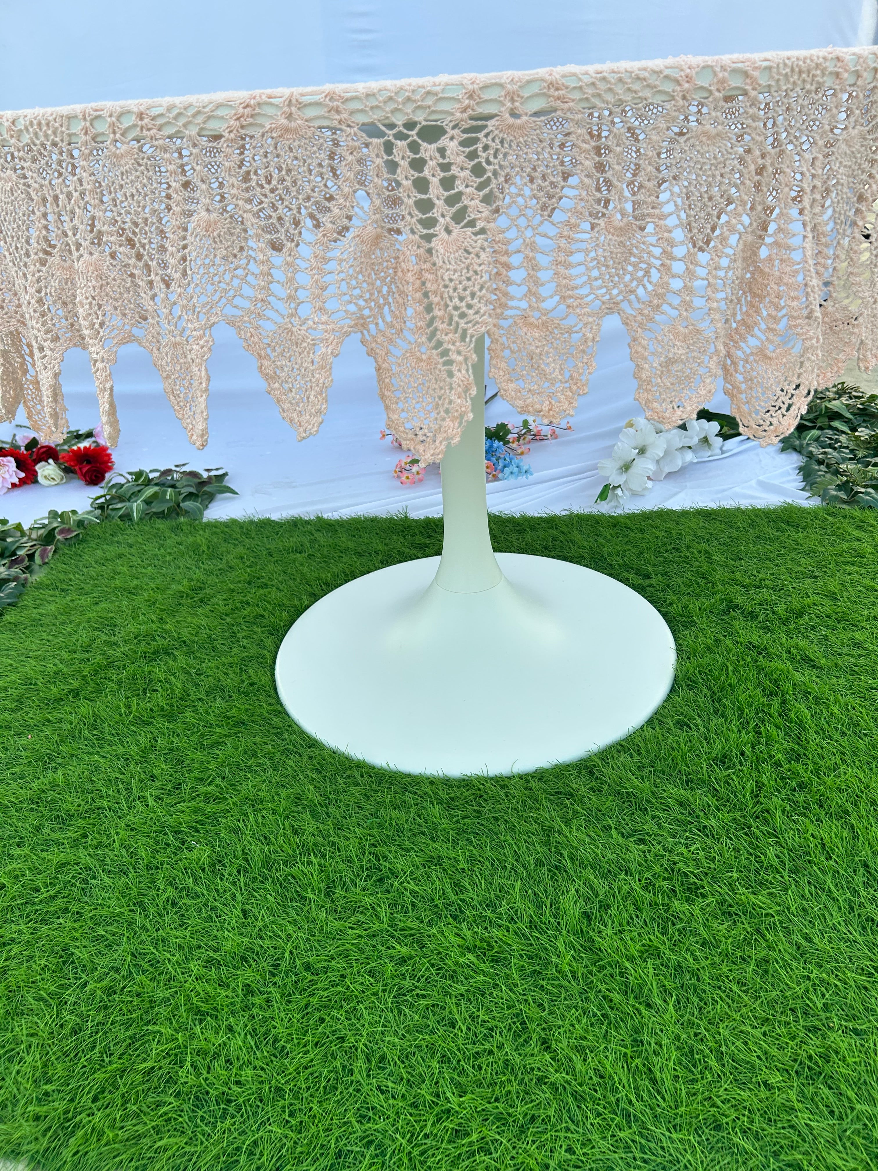 Round Crochet Tabletops - Light Pink
