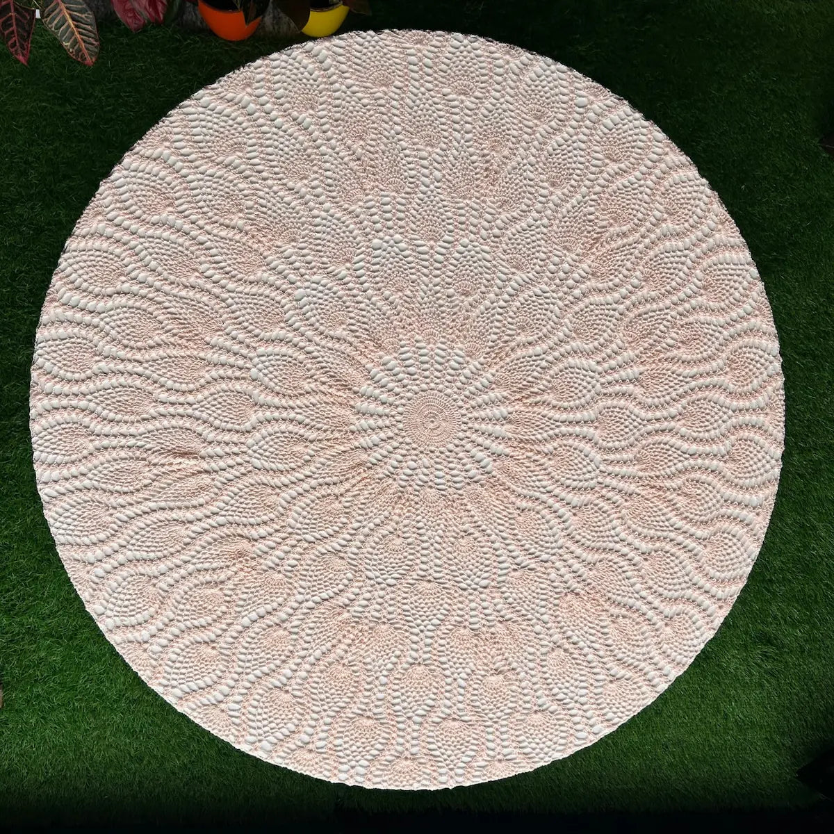 Round Crochet Tabletops - Light Pink