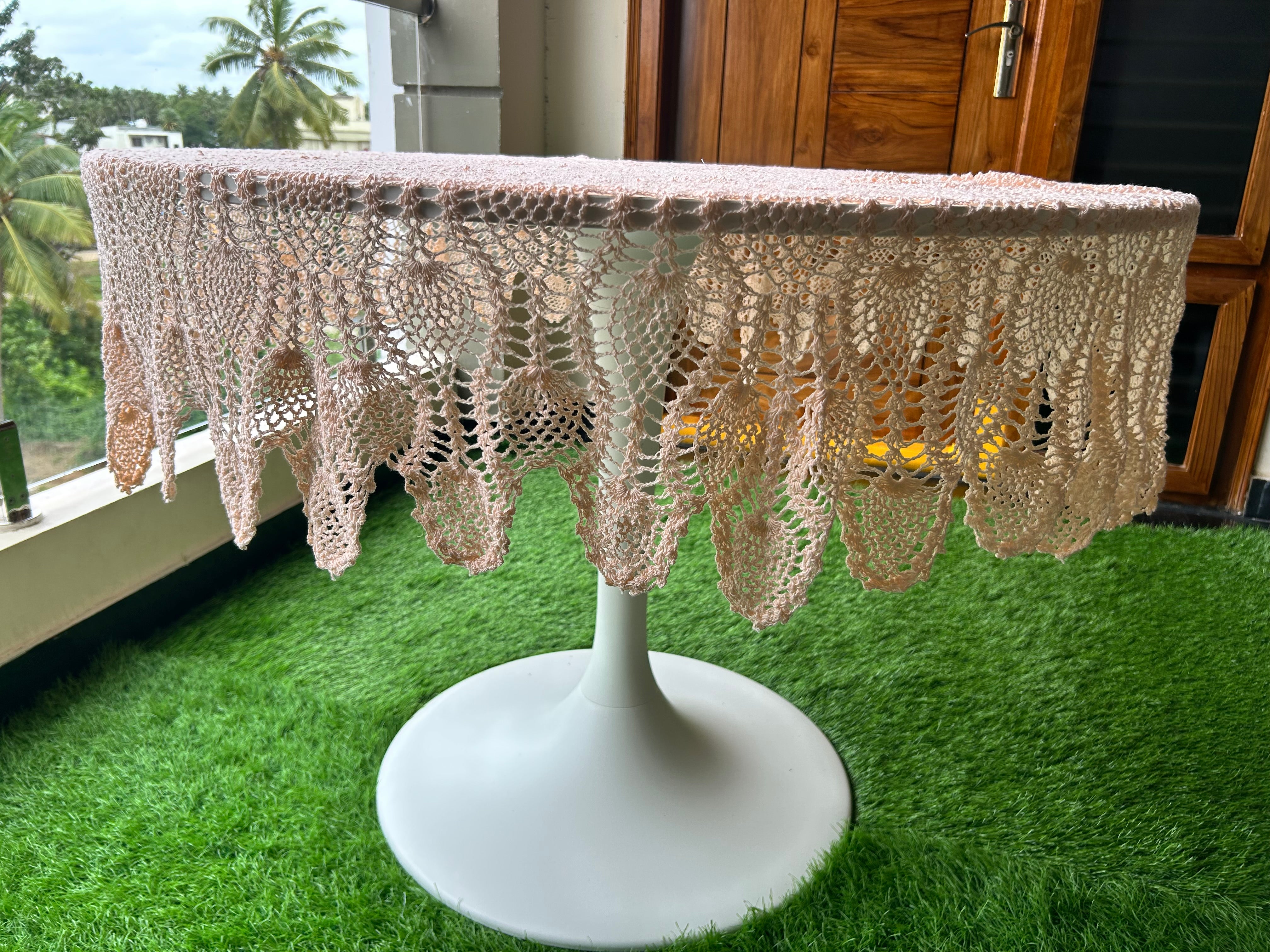 Round Crochet Tabletops - Light Pink