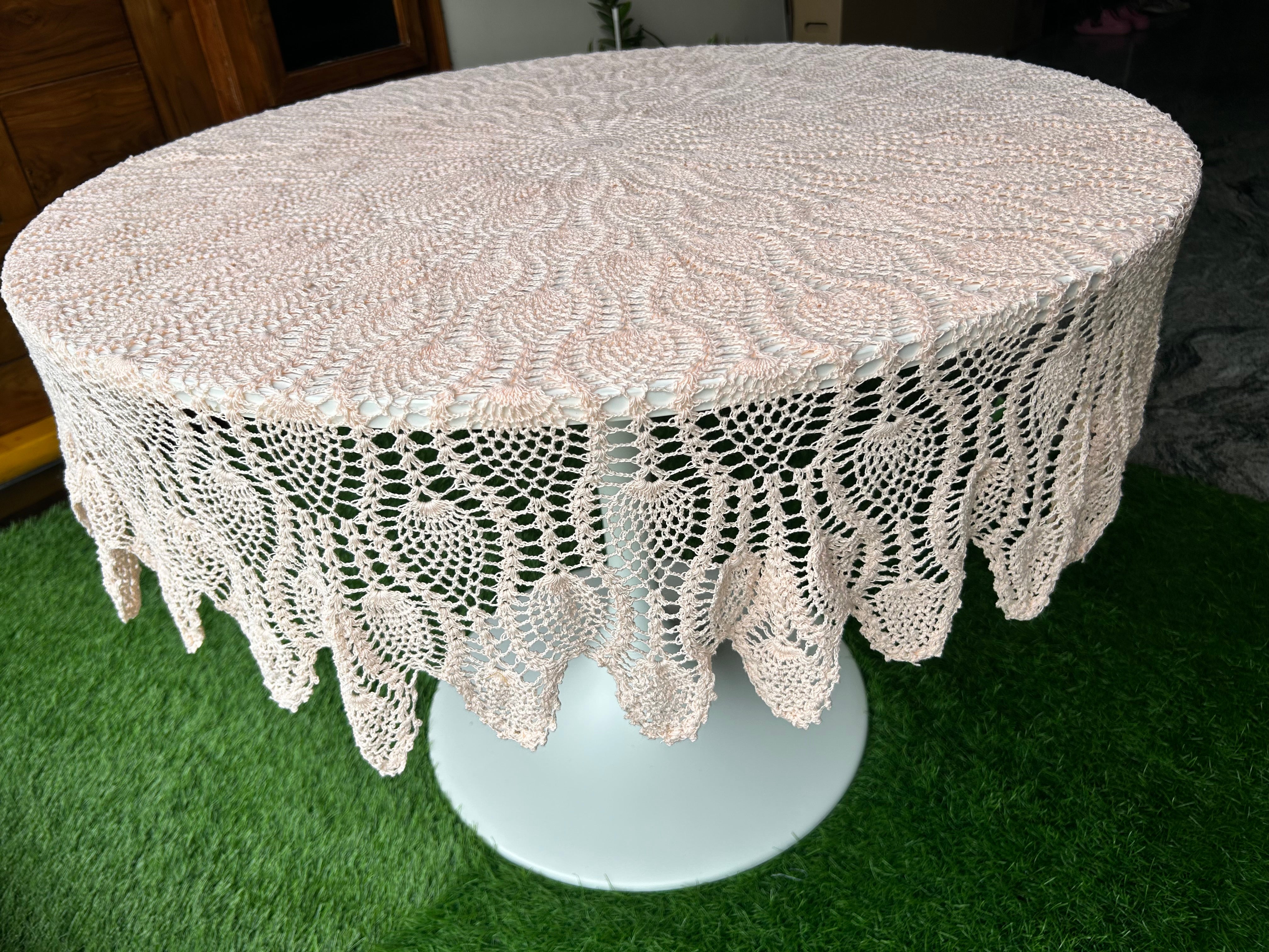 Round Crochet Tabletops - Light Pink