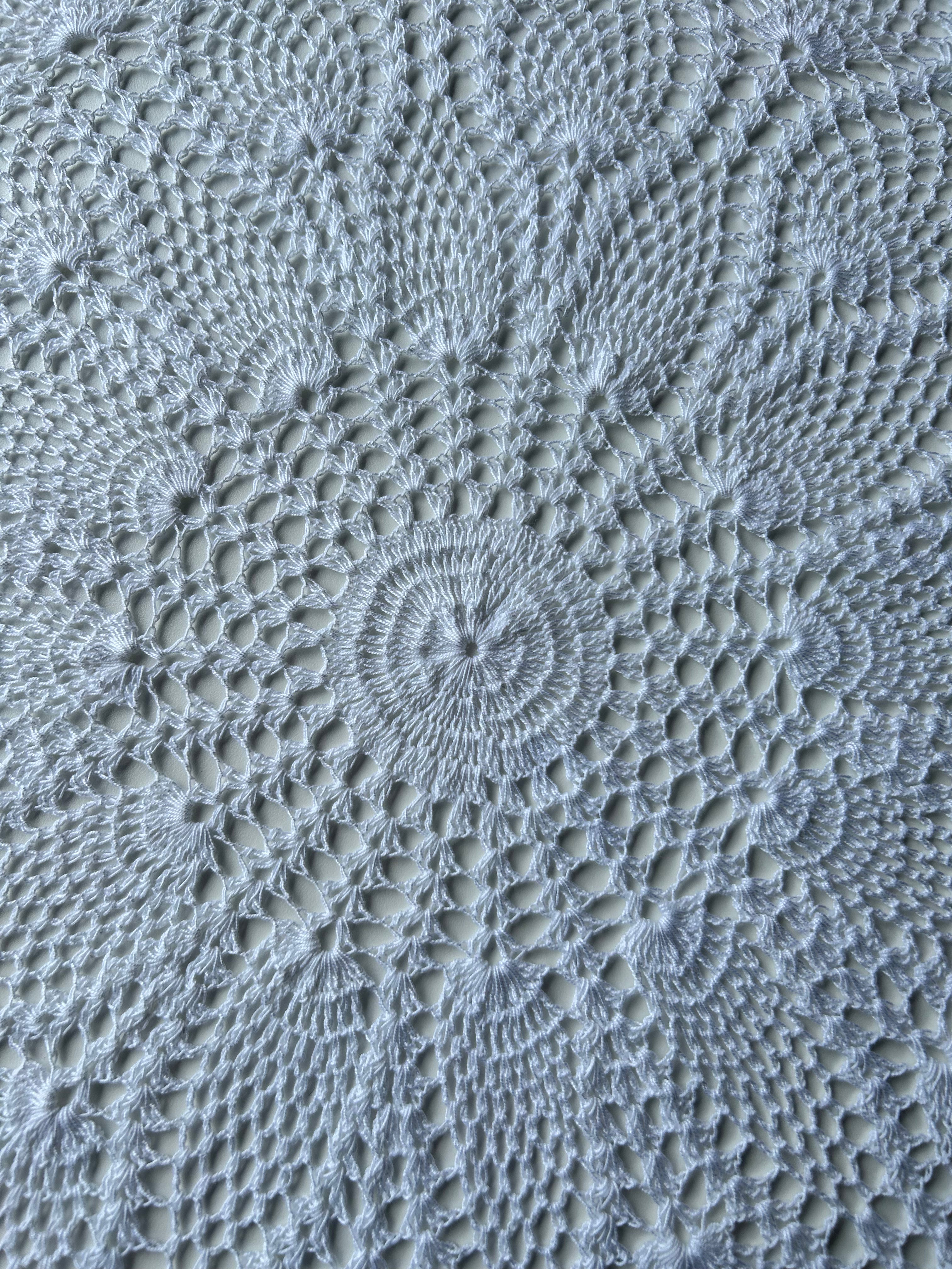 Round Crochet Tabletops - White