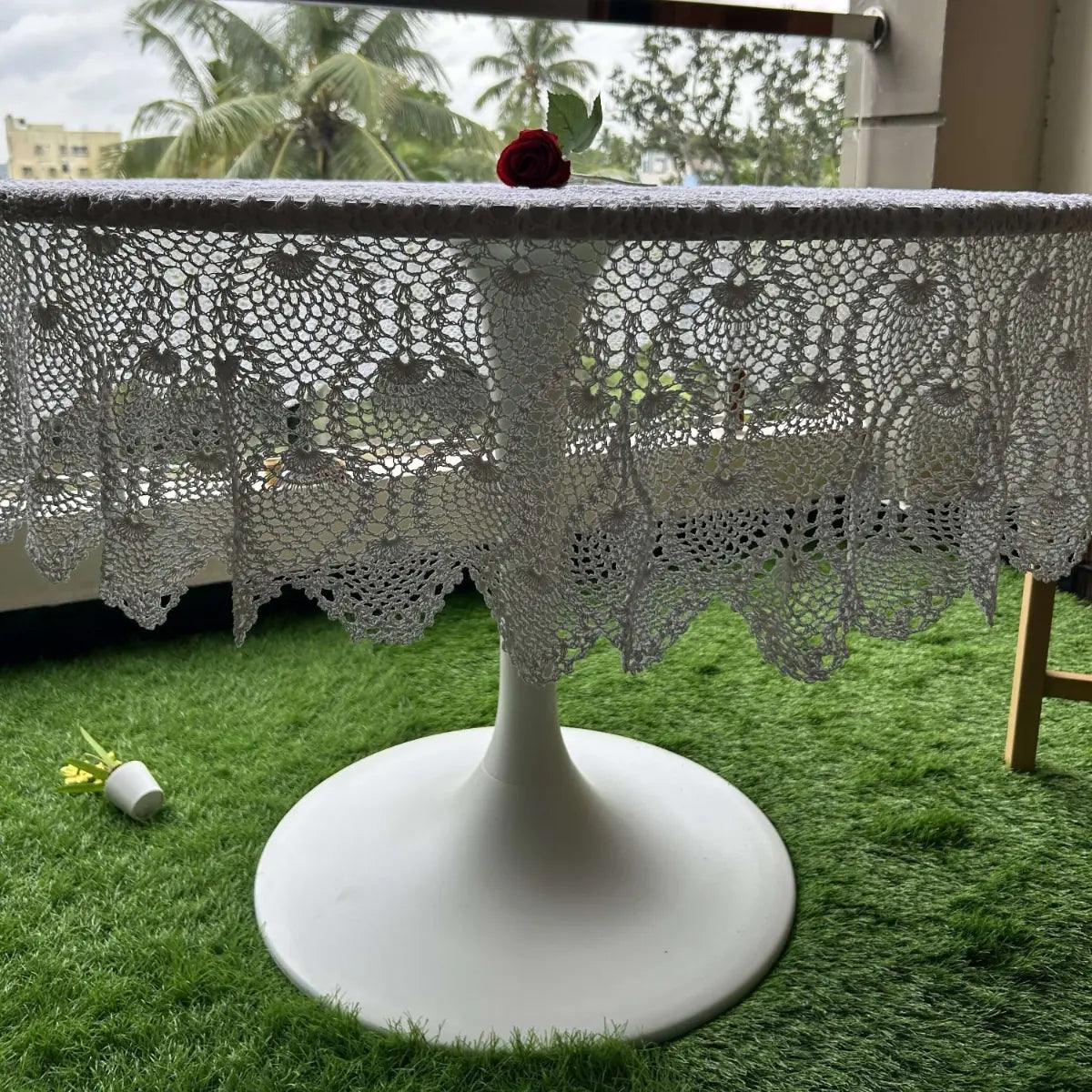 White Lace Round Table Topper (Centerpiece)