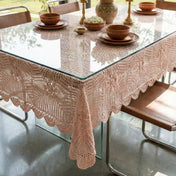 Vintage Rose Heirloom Crochet Tablecloth & Furniture Throw