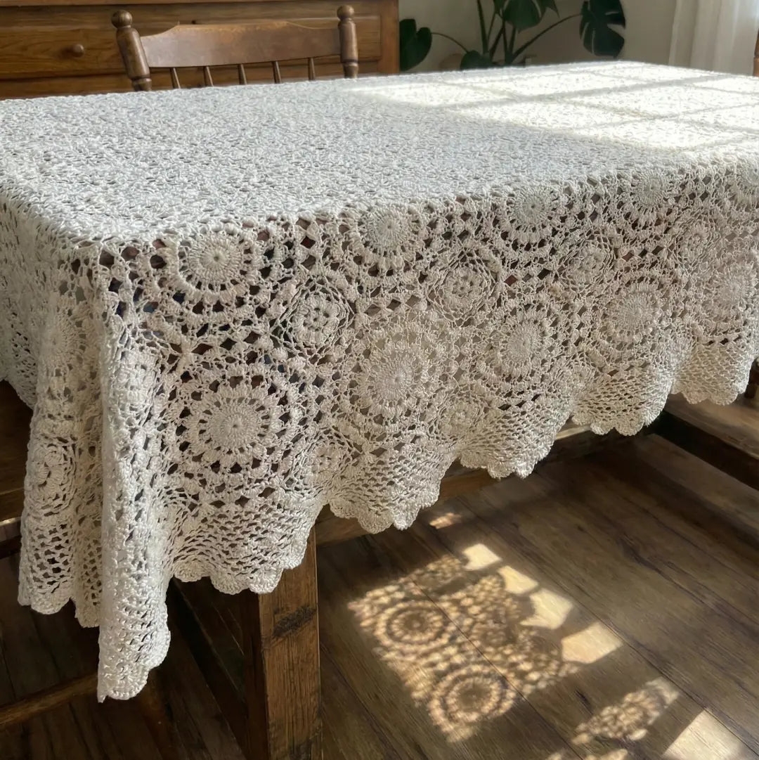 Ivory Lace Crochet Tablecloth (Vintage Wedding Style)