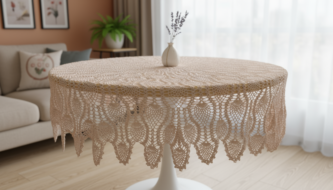 Round Crochet Tabletops - Light Pink
