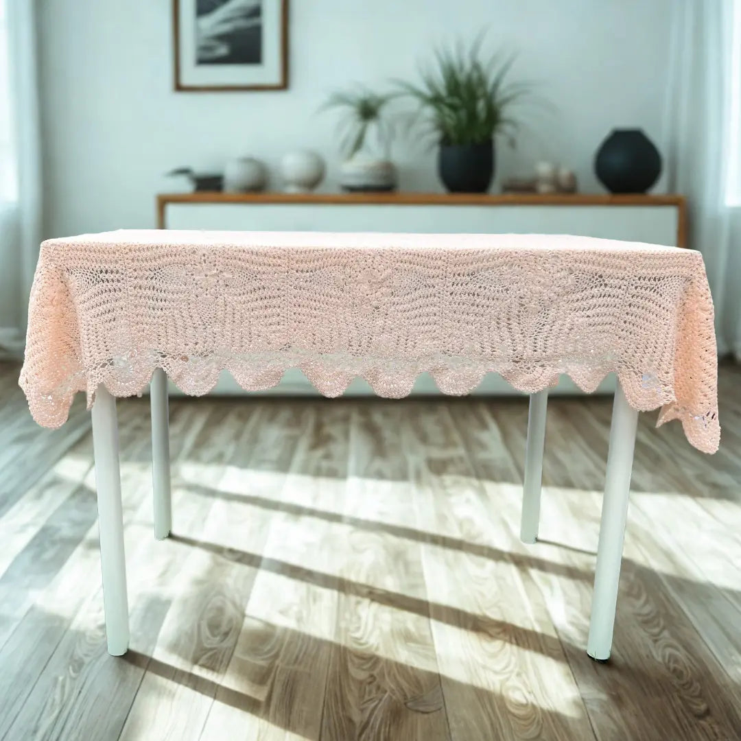 Vintage Rose Heirloom Crochet Tablecloth & Furniture Throw