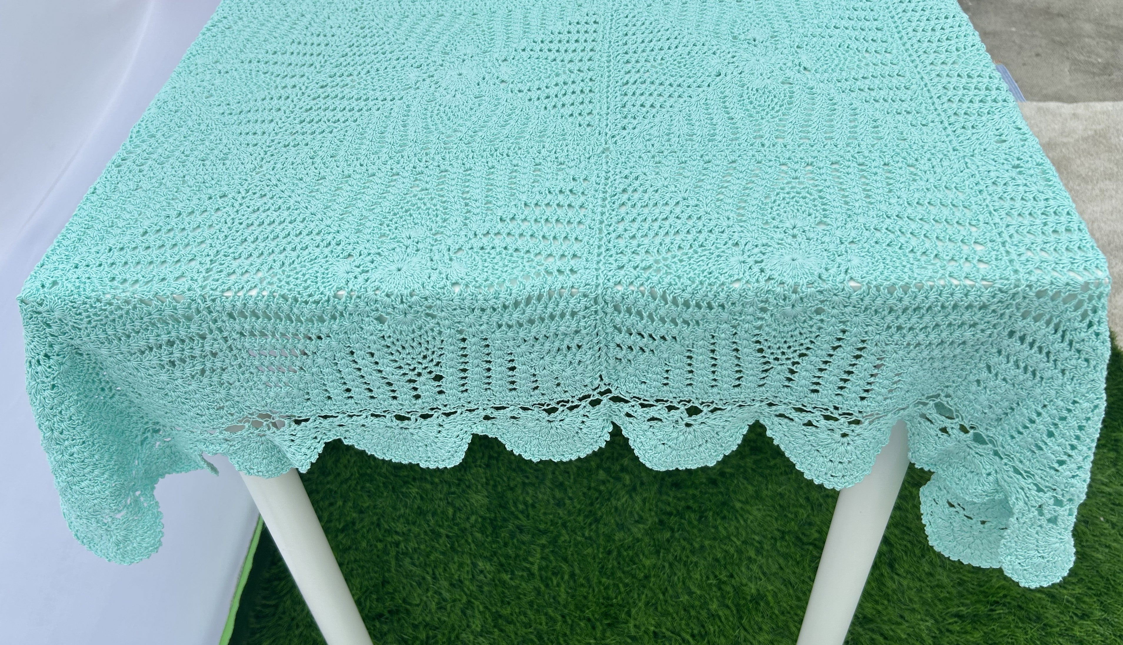 Crochet Tablecloths - Soft Pistachio Mint