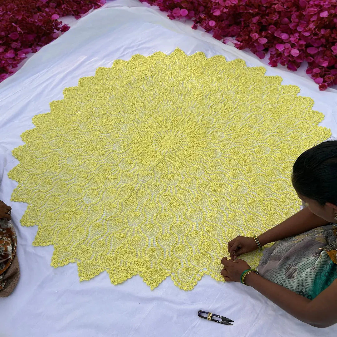 Lemon Yellow Round Lace Table Cloth (Summer Decor)