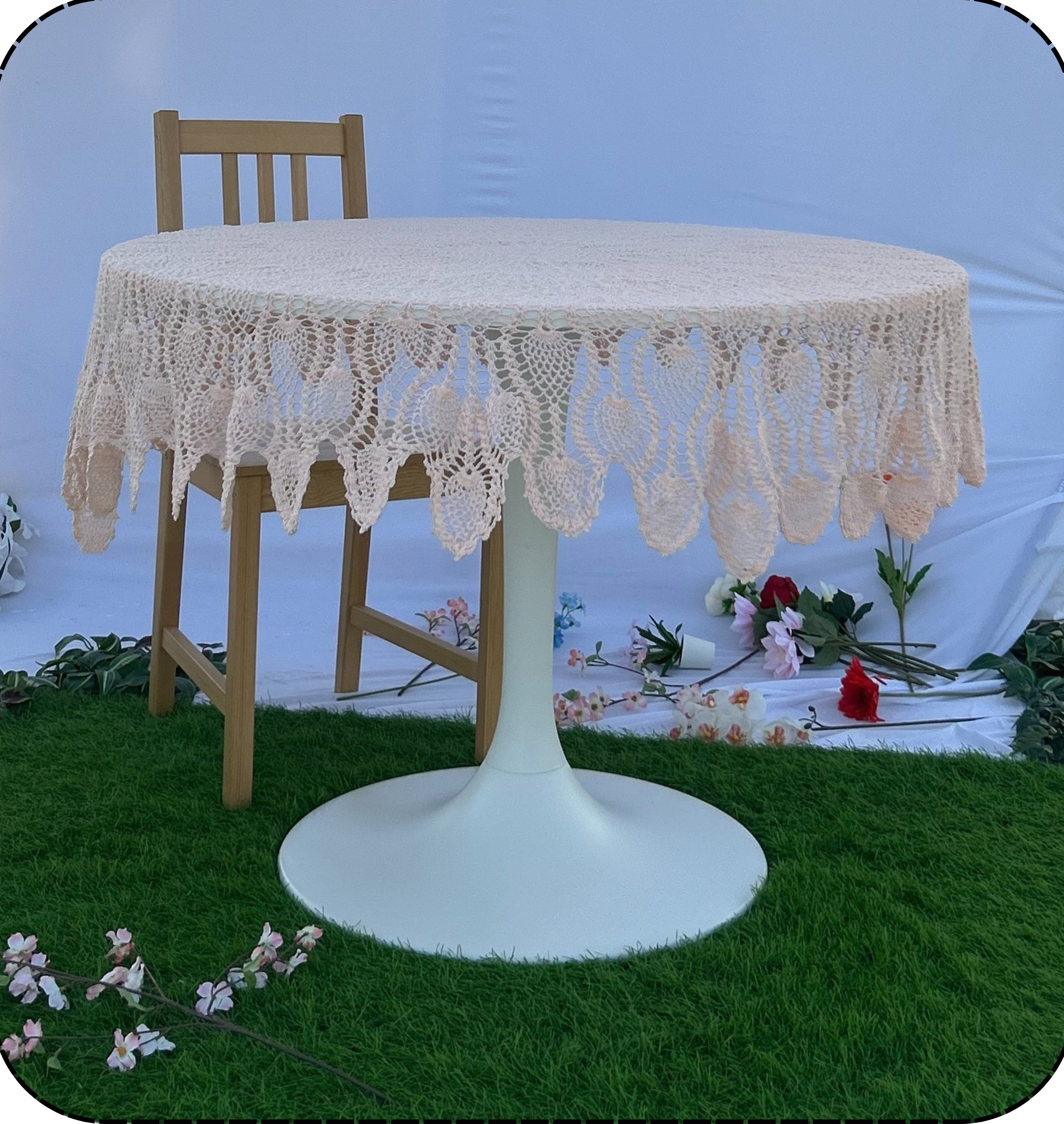 Round Crochet Tabletops - Light Pink