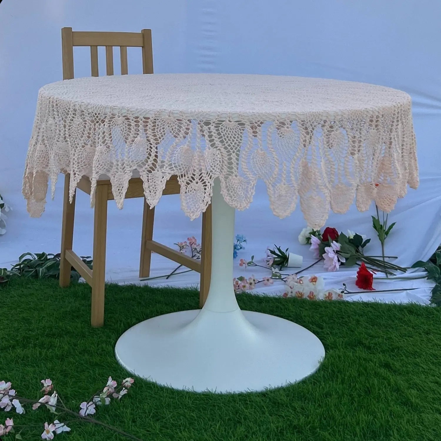 Round Crochet Tabletops - Light Pink