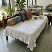 Victorian Hand-Knitted Lace Dining Cloth - Snow White