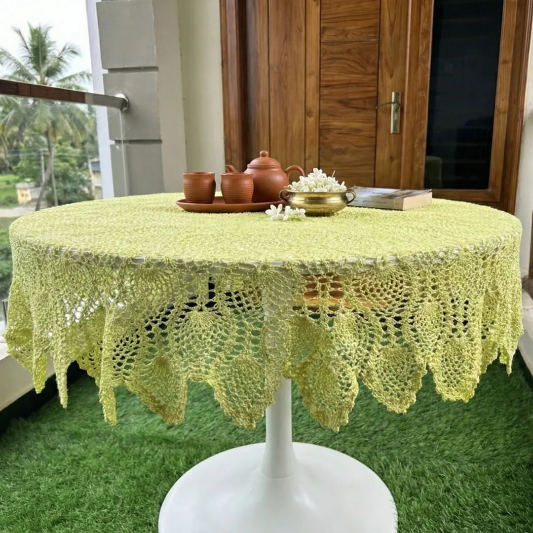 Lemon Yellow Round Lace Table Cloth (Summer Decor)