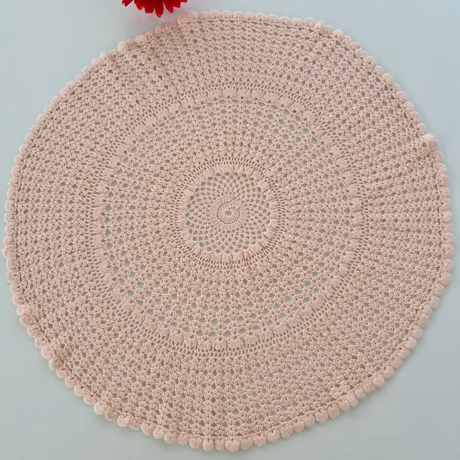 Crochet Doily - Round - Light Pink
