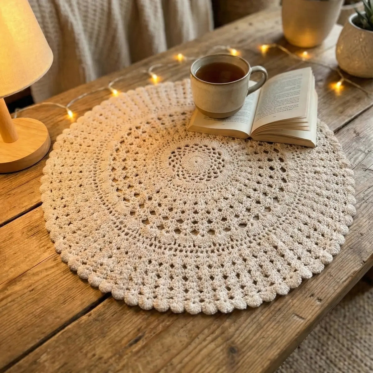Crochet Doily - Round - Light Pink