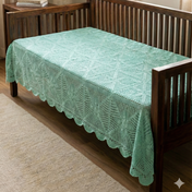 Mint Gardenia Heirloom Crochet Tablecloth & Furniture Throw.