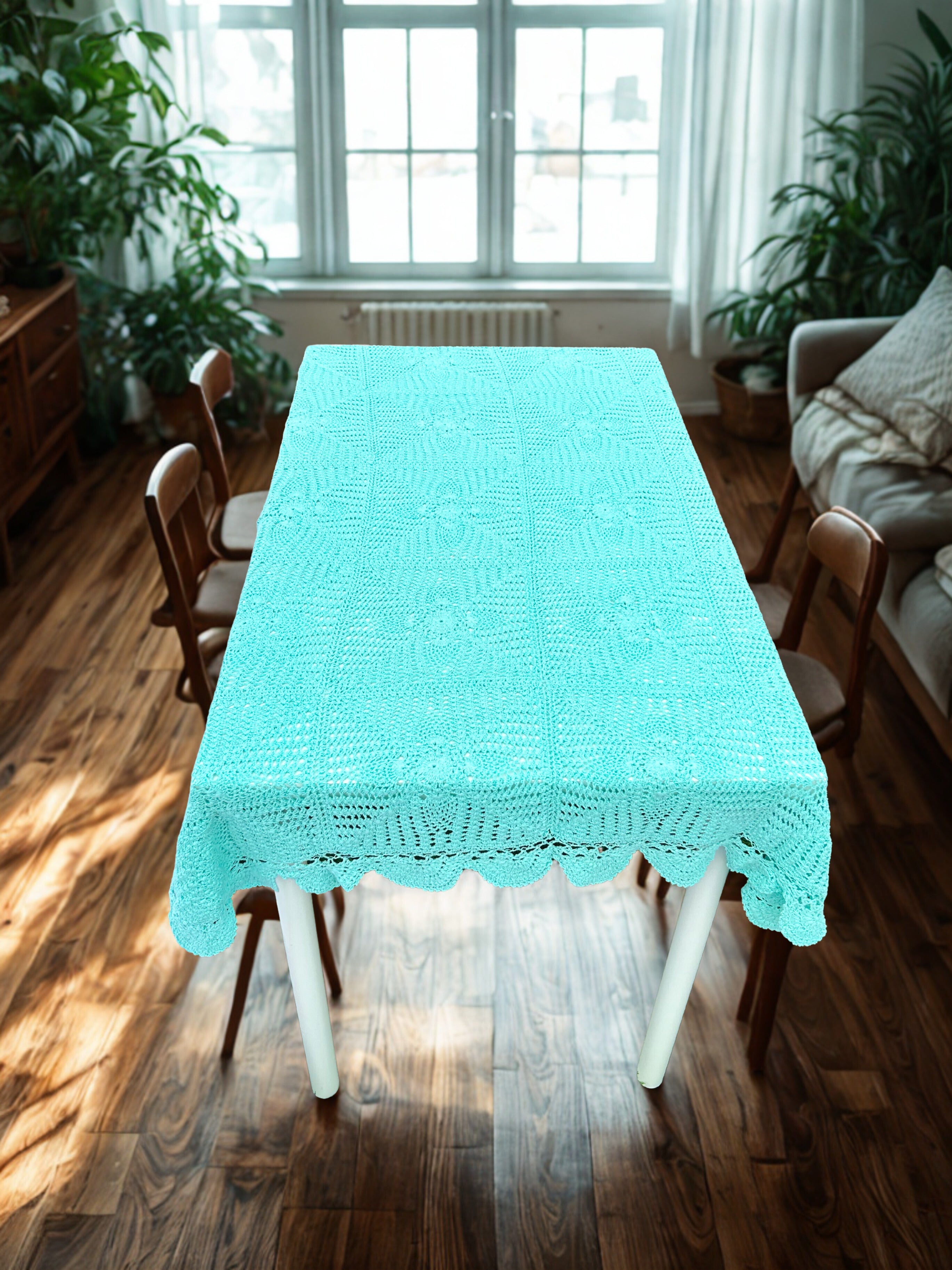 Crochet Tablecloths - Soft Pistachio Mint
