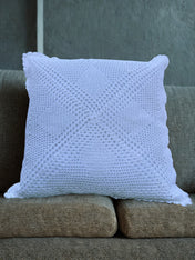 4 Diamond Crochet Cushion Cover – White – 16×16