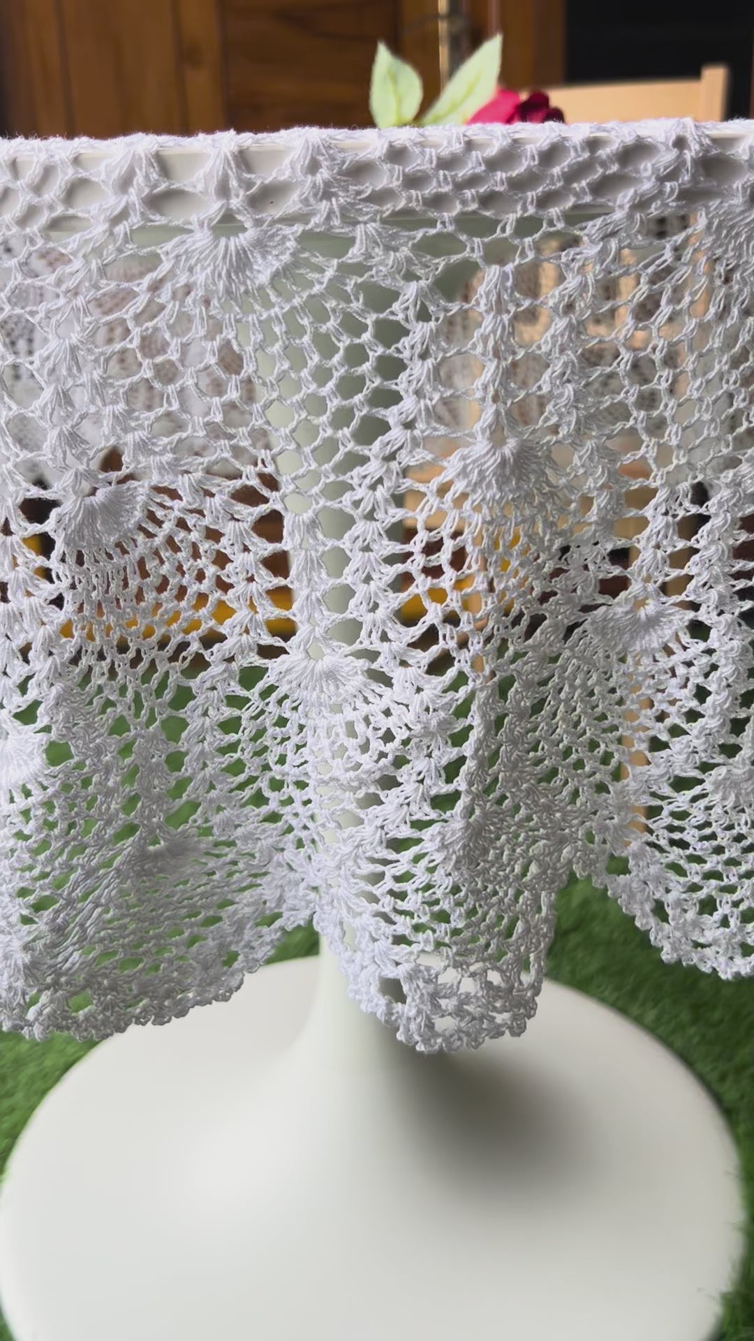 Round Crochet Tabletops - White