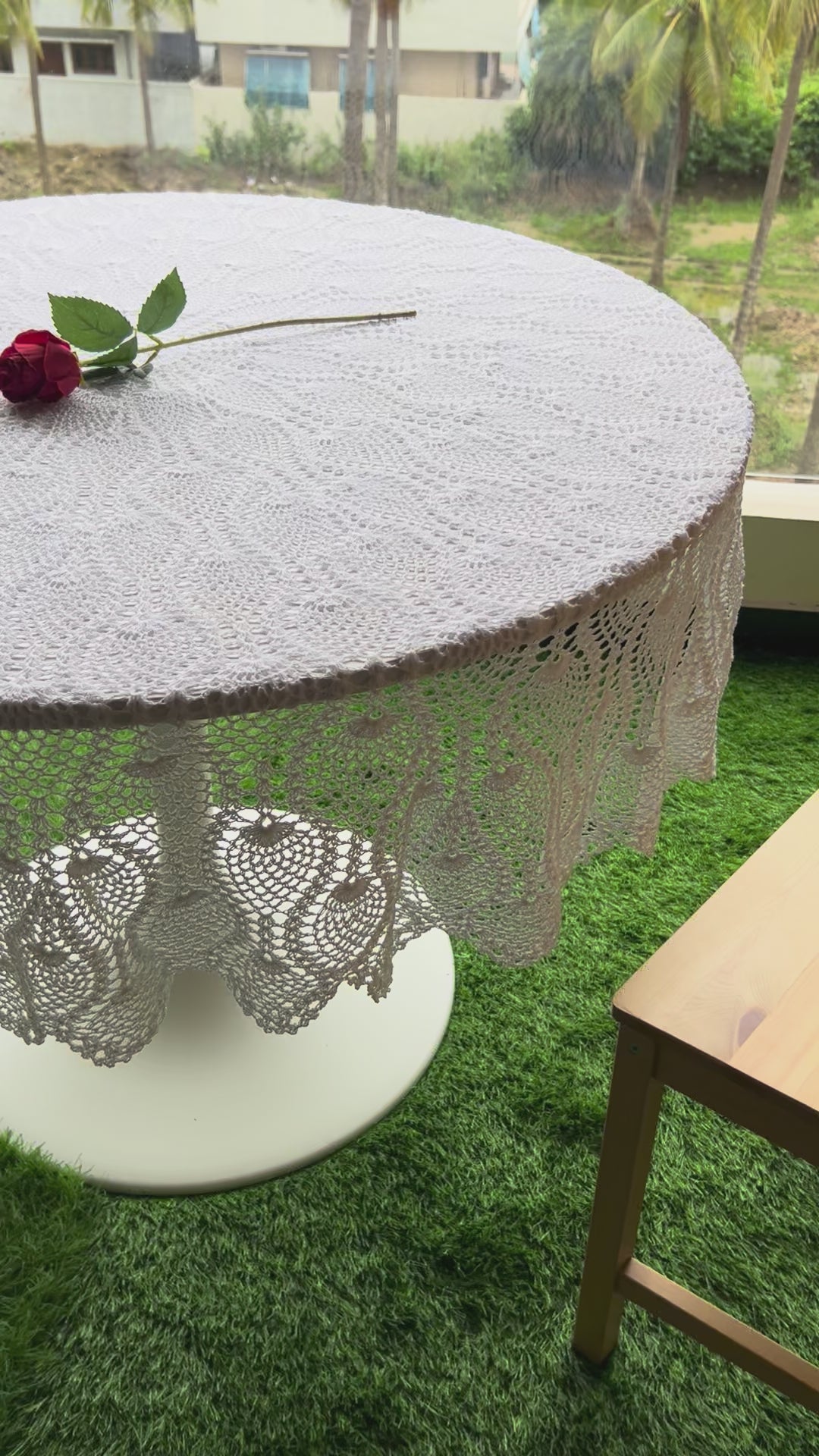 Round Crochet Tabletops - White