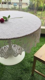 Round Crochet Tabletops - White